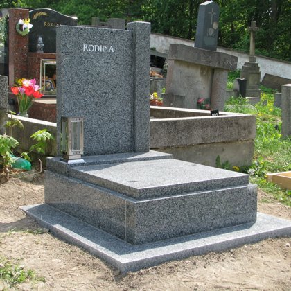 Vzor č. 14 - Urnový pomník Vahlovice 70x90 se sloupkem, chodníčky